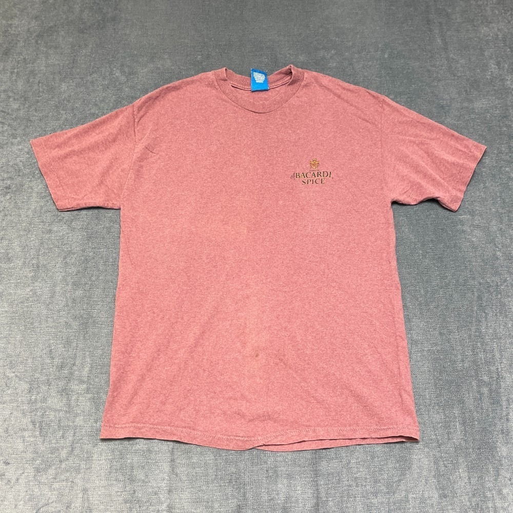 Vintage Ron Bacardi Superior T Shirt Mens XL Coral Pink Graphic Short Sleeve